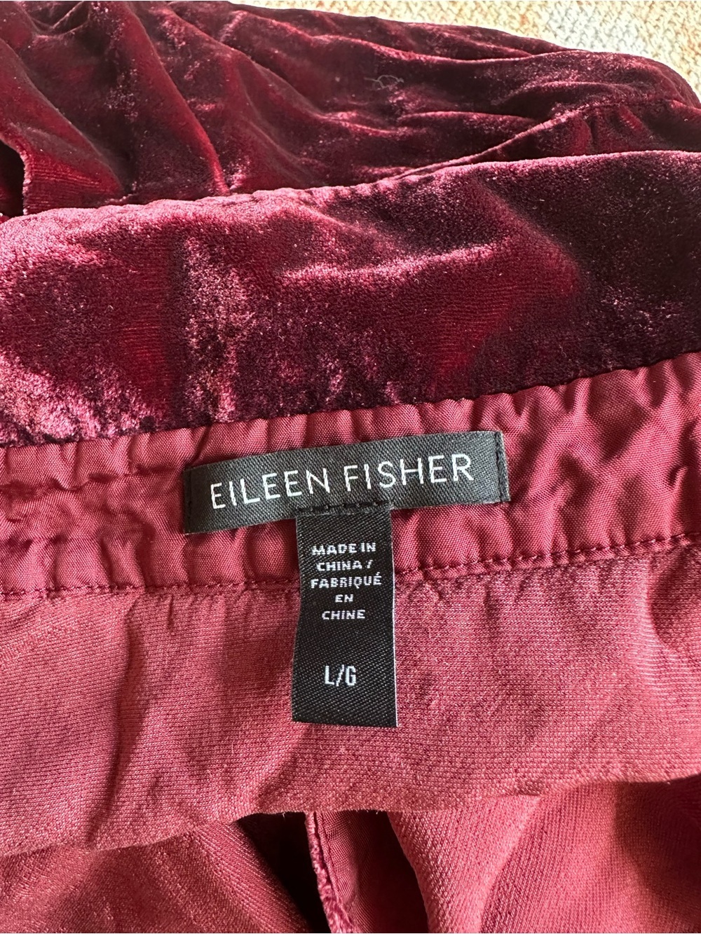 Eileen Fisher silk blend velvet tunic shirt wine maroon deep claret size large - Picture 2 of 7